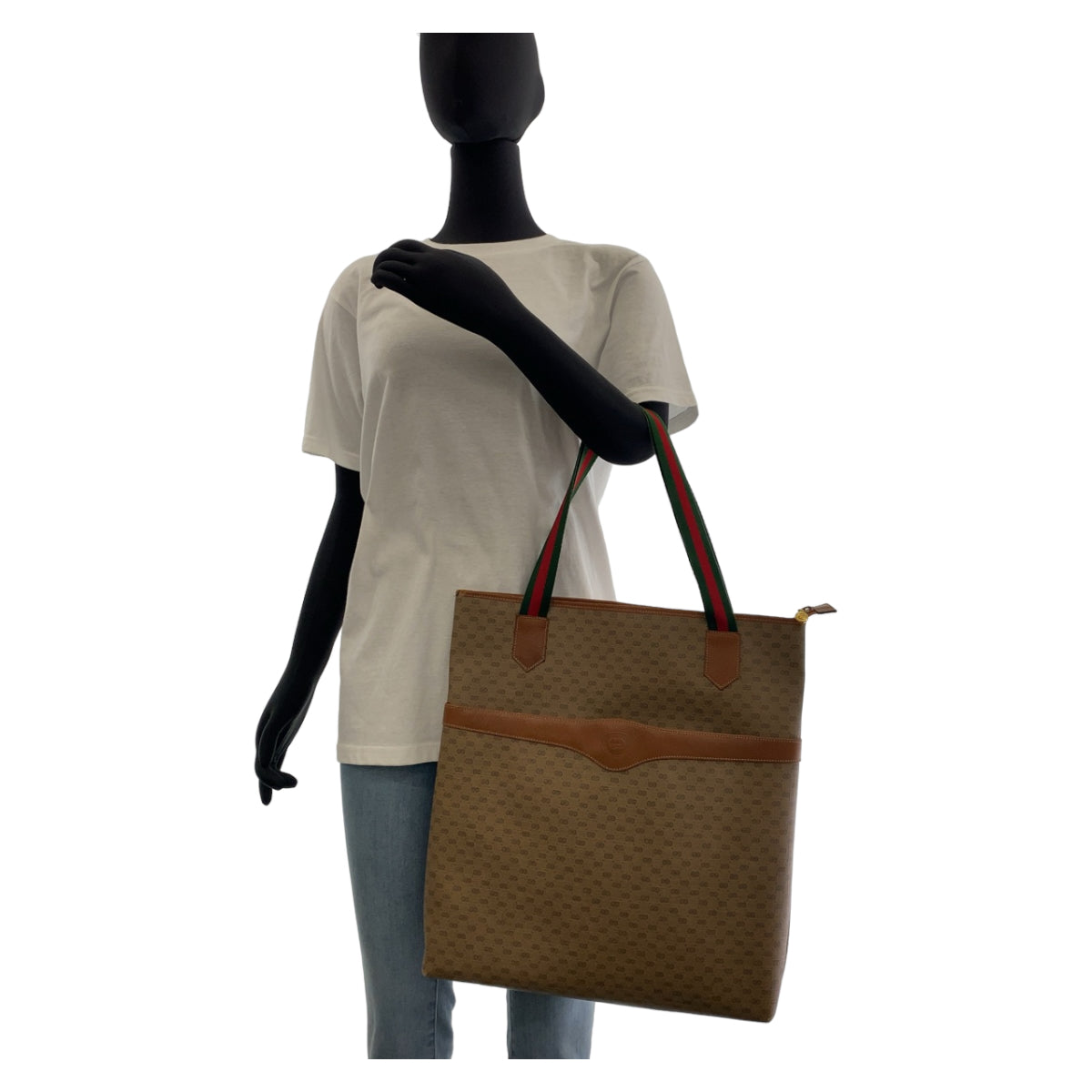 11385
GUCCI グッチ ヴィンテージ オールドグッチ シェリーライン マイクロGG ブラウン グリーン レッド GGスプリームキャンバス / レザー 002 58 6694 トートバッグ ショルダーバッグ 男女兼用  メンズ