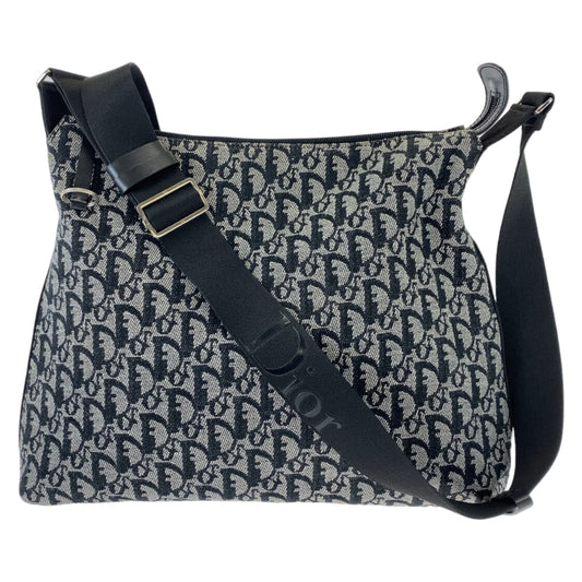 11388
Dior ディオール トロッター ネイビー グレー シルバー金具 キャンバス ショルダーバッグ メッセンジャーバッグ  レディース