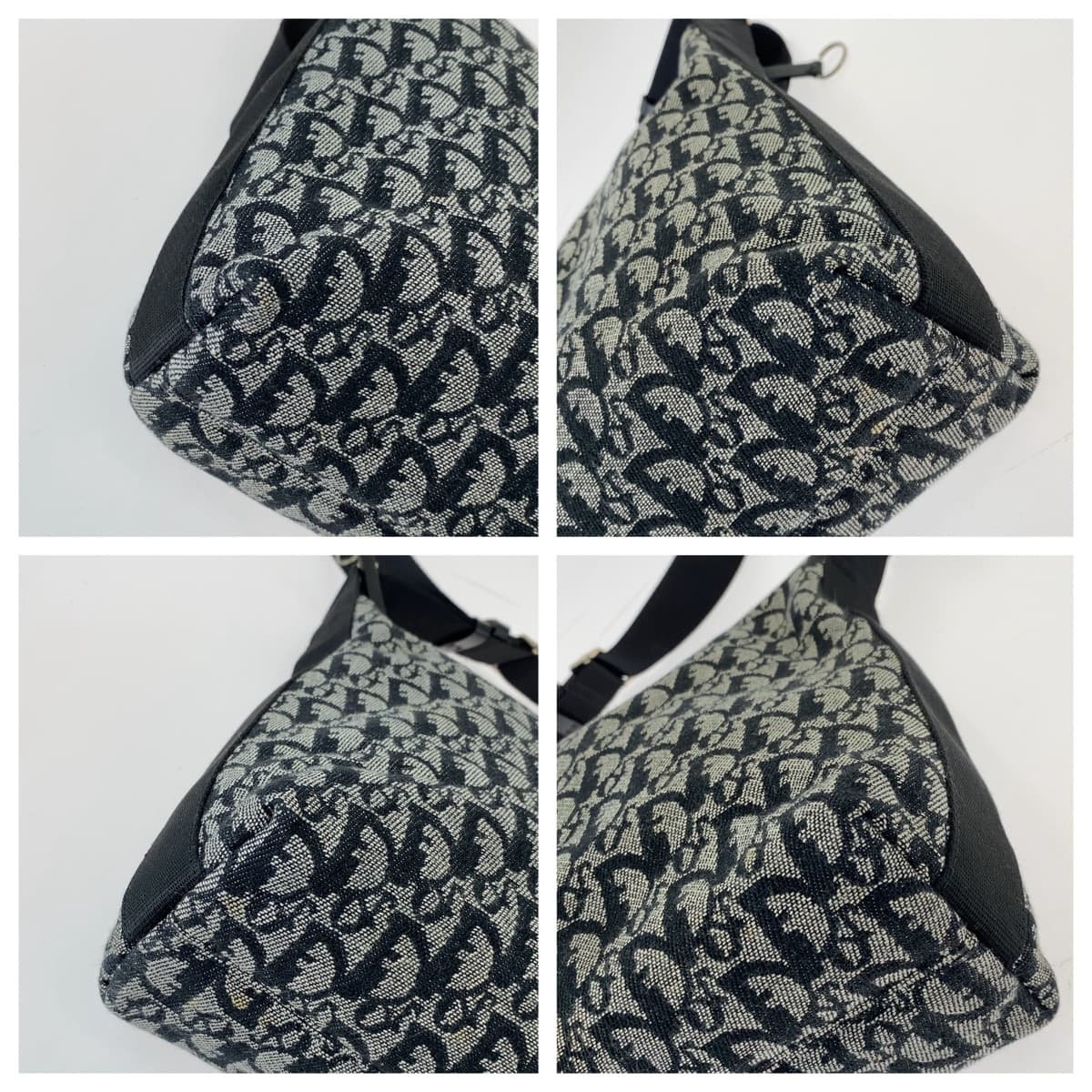 11388
Dior ディオール トロッター ネイビー グレー シルバー金具 キャンバス ショルダーバッグ メッセンジャーバッグ  レディース
