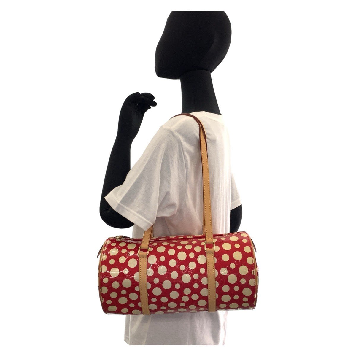 11389
LOUIS VUITTON ルイヴィトン ヴィンテージ ヴェルニ ドットインフィニティ パピヨン30 草間彌生 レッド ゴールド金具 エナメル / レザー M91425 ショルダーバッグ  レディース