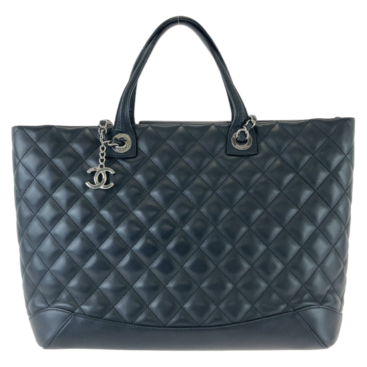 11391
CHANEL シャネル マトラッセ ココマーク ブラック 黒 シルバー金具 ラムスキン トートバッグ チェーンショルダーバッグ  レディース