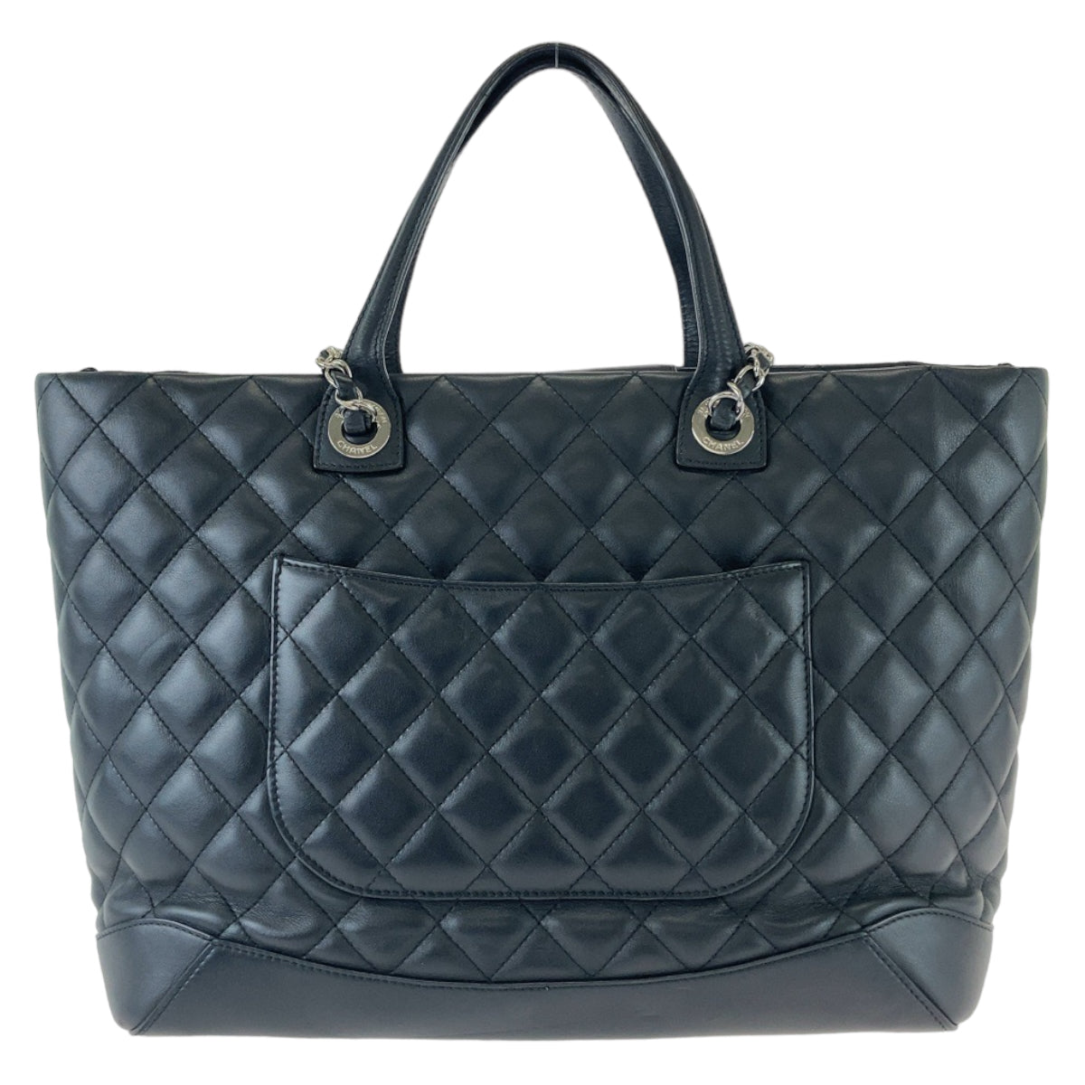 11391
CHANEL シャネル マトラッセ ココマーク ブラック 黒 シルバー金具 ラムスキン トートバッグ チェーンショルダーバッグ  レディース