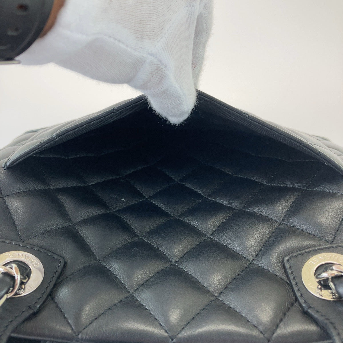 11391
CHANEL シャネル マトラッセ ココマーク ブラック 黒 シルバー金具 ラムスキン トートバッグ チェーンショルダーバッグ  レディース