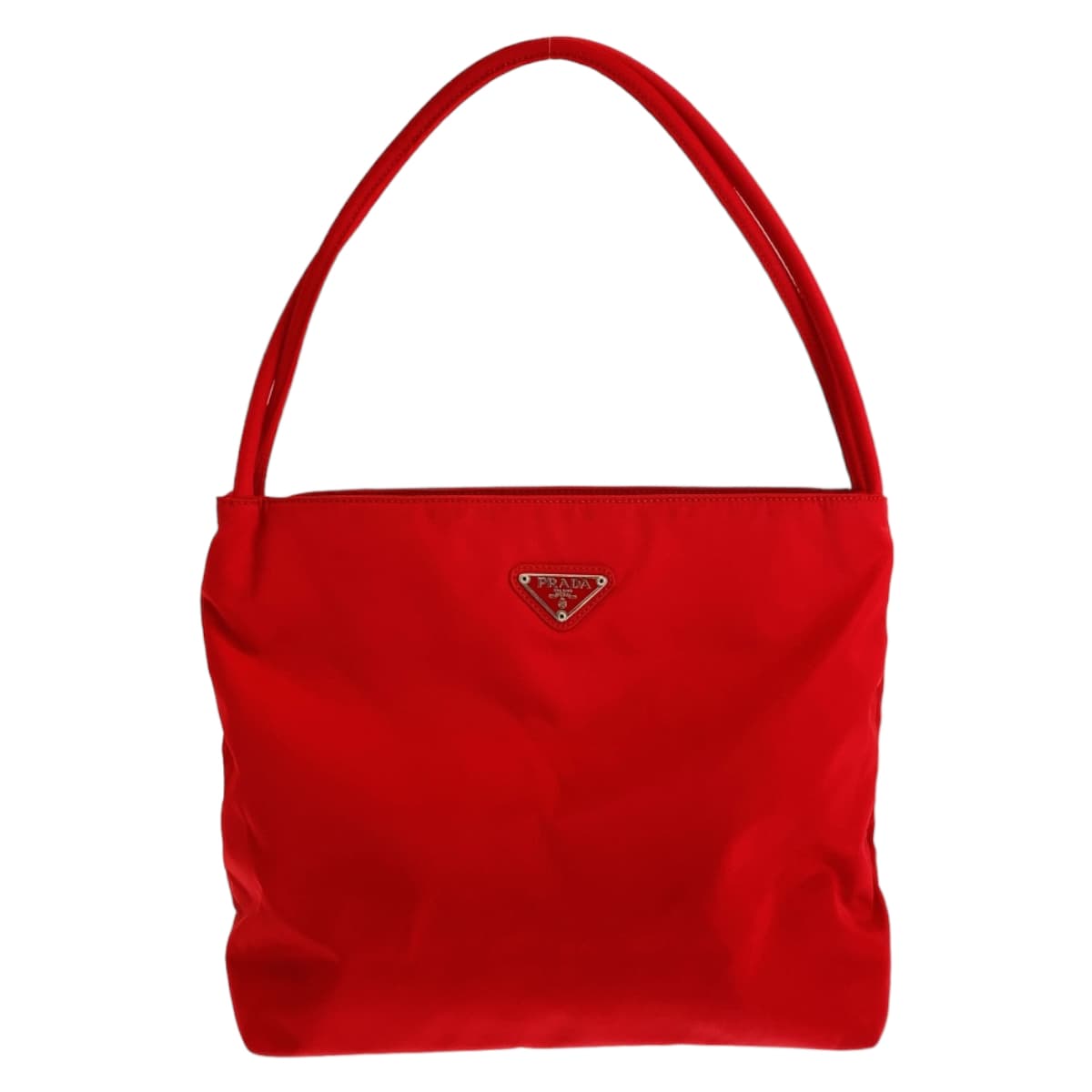 11397
PRADA プラダ テスート 三角ロゴ レッド シルバー金具 ナイロン ショルダーバッグ トートバッグ  レディース