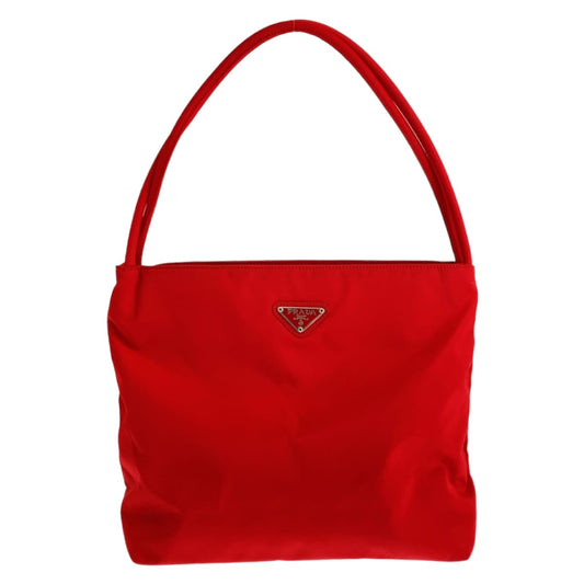 11397
PRADA プラダ テスート 三角ロゴ レッド シルバー金具 ナイロン ショルダーバッグ トートバッグ  レディース