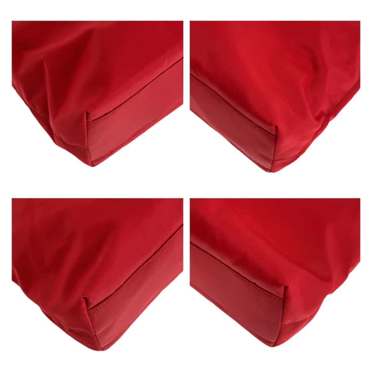 11397
PRADA プラダ テスート 三角ロゴ レッド シルバー金具 ナイロン ショルダーバッグ トートバッグ  レディース