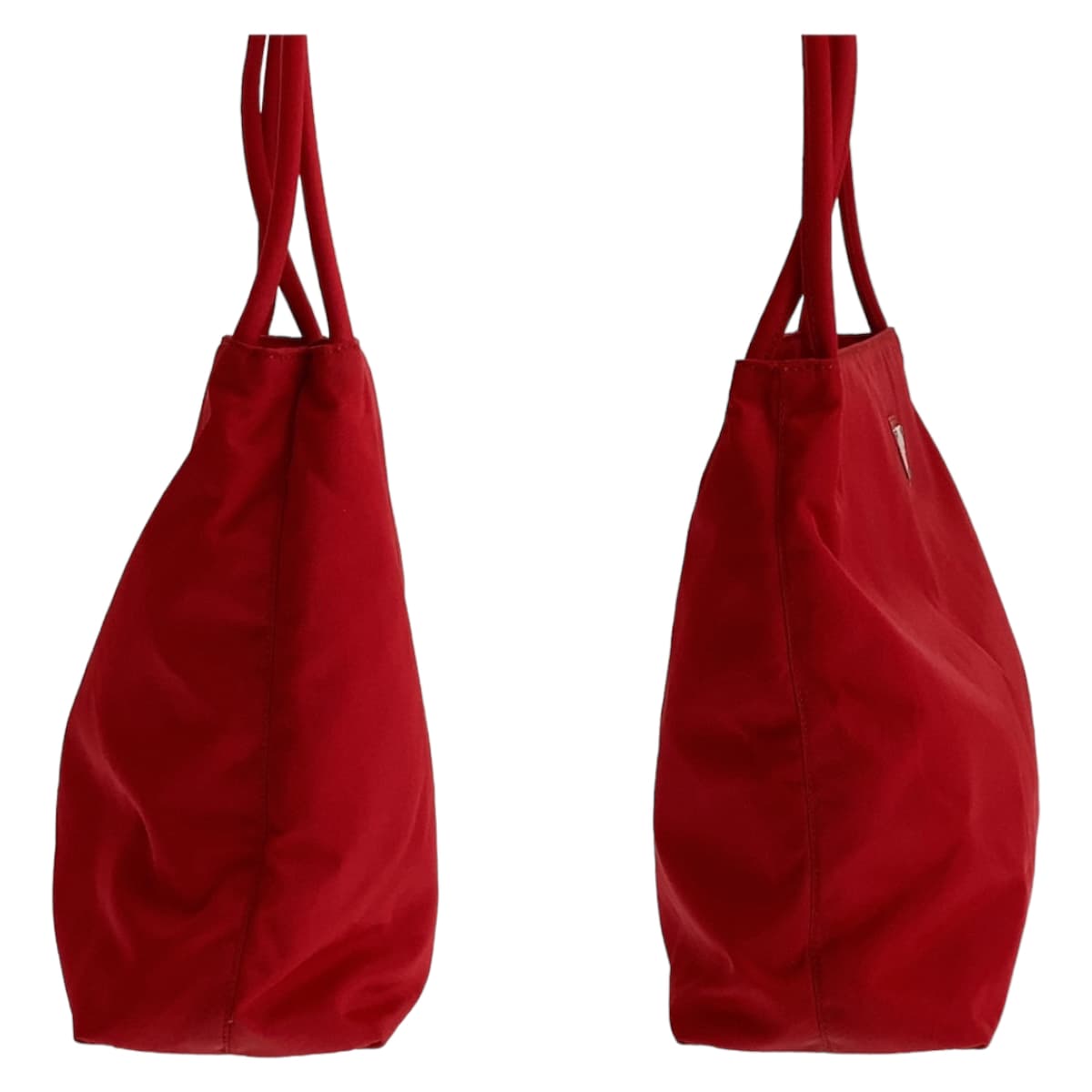 11397
PRADA プラダ テスート 三角ロゴ レッド シルバー金具 ナイロン ショルダーバッグ トートバッグ  レディース