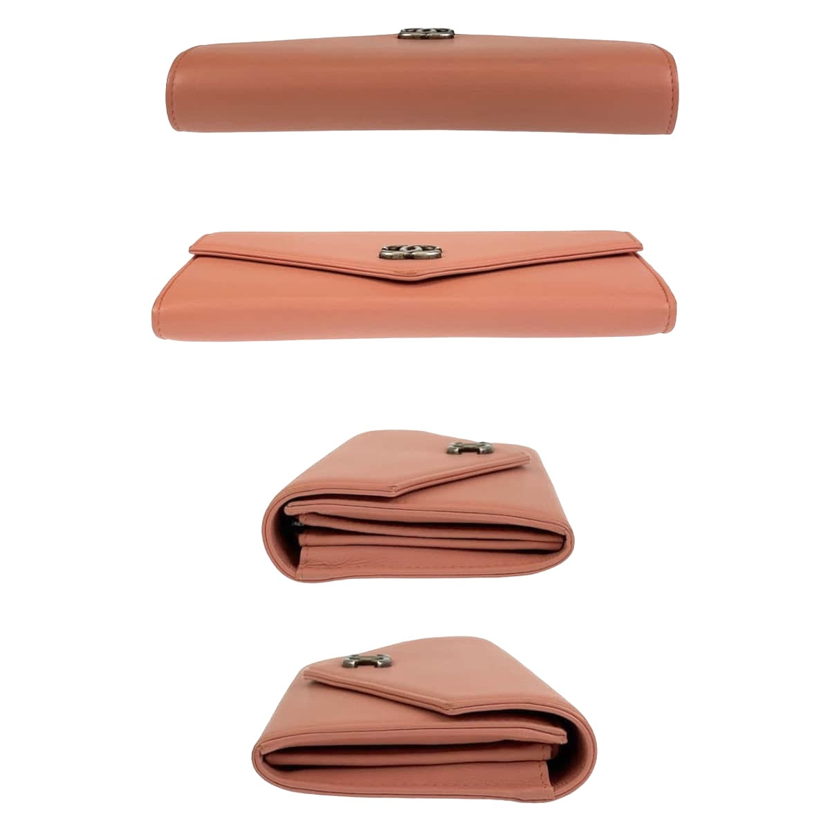 11399
CHANEL シャネル ココマーク ピンクベージュ シルバー金具 レザー 長財布 ロングウォレット  レディース