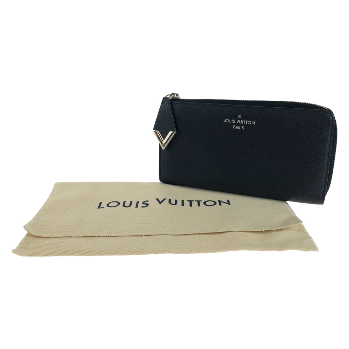 11400
 LOUIS VUITTON Louis Vuitton Portefeuille Comet Noir Black Silver Hardware Leather M60146 Long Wallet Women's