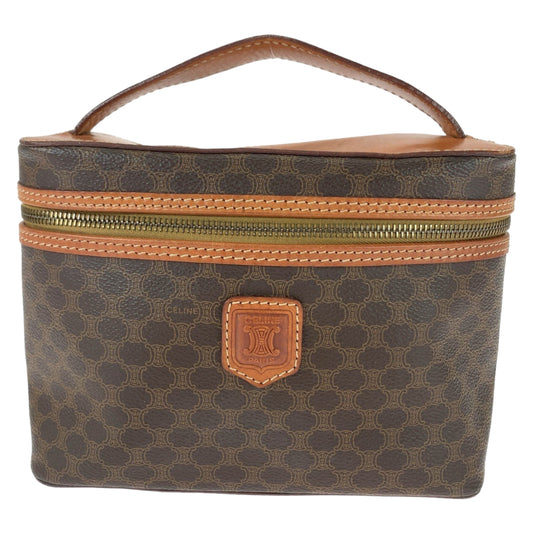 11404
CELINE セリーヌ ヴィンテージ マカダム ブラウン ゴールド金具 レザー M94 ハンドバッグ バニティバッグ アクセサリーポーチ  レディース