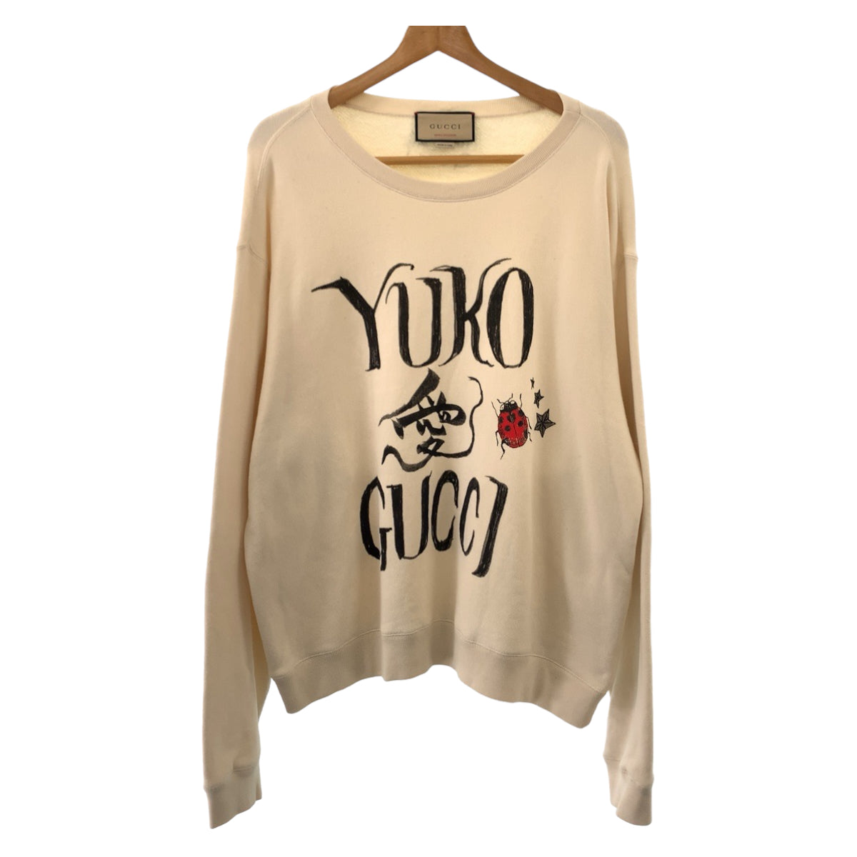 11413
 GUCCI 21AW Japan exclusive Yuko Higuchi collaboration Size M Unisex Ivory Black Cotton 626990 XJDTI Sweatshirt Men's