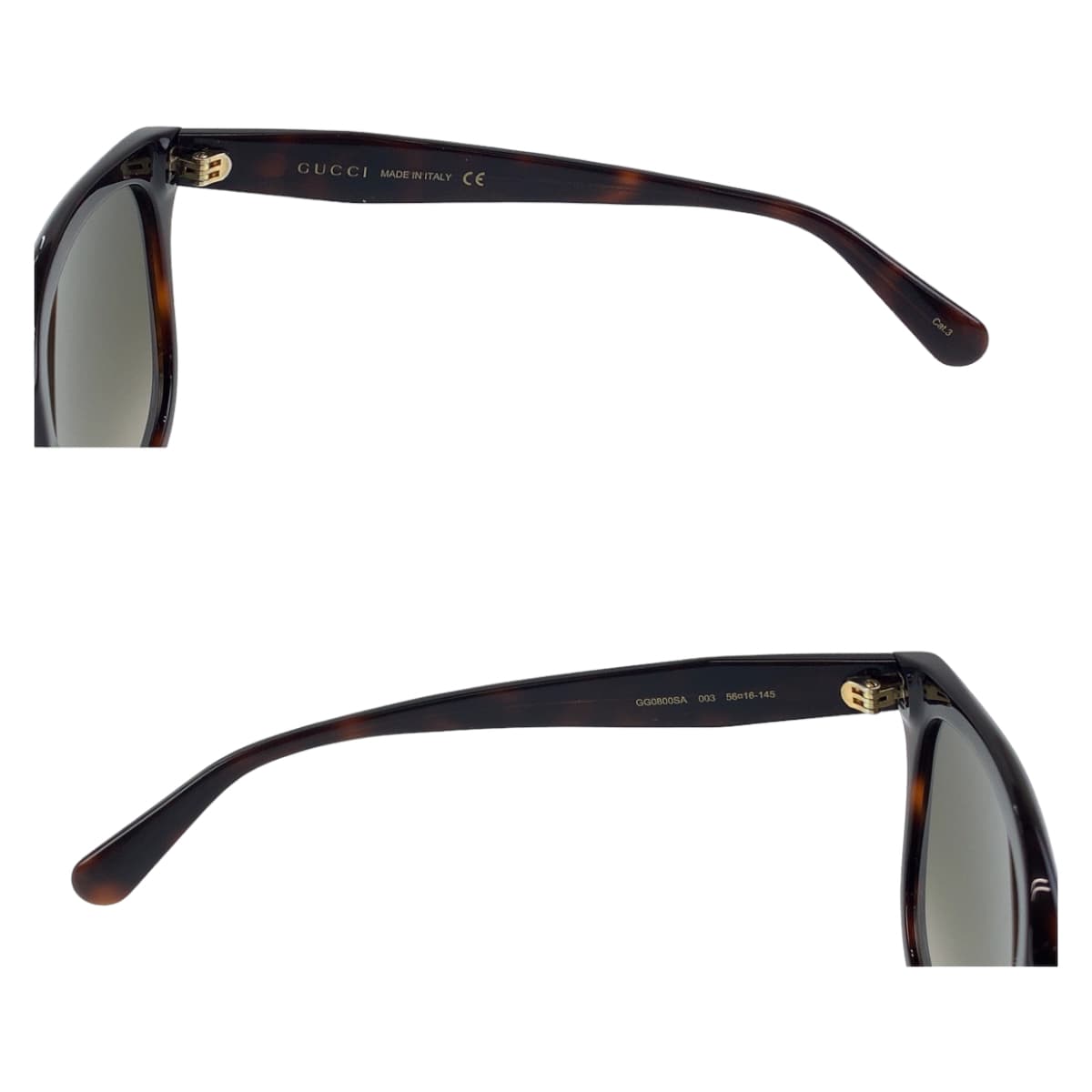 11424
GUCCI グッチ インターロッキング ブラウン ゴールド金具 プラスチック GG0800SA 003 56□16-145 サングラス 男女兼用 ウェリントン  メンズ