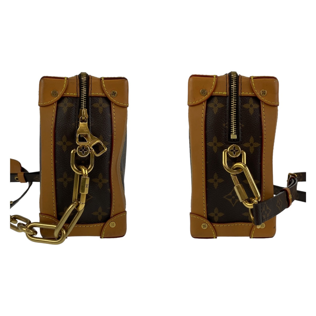 11426
LOUIS VUITTON ルイヴィトン モノグラム ソフトトランク ブラウン ベージュ ゴールド金具 PVC / レザー M44660 斜め掛け ショルダーバッグ  レディース