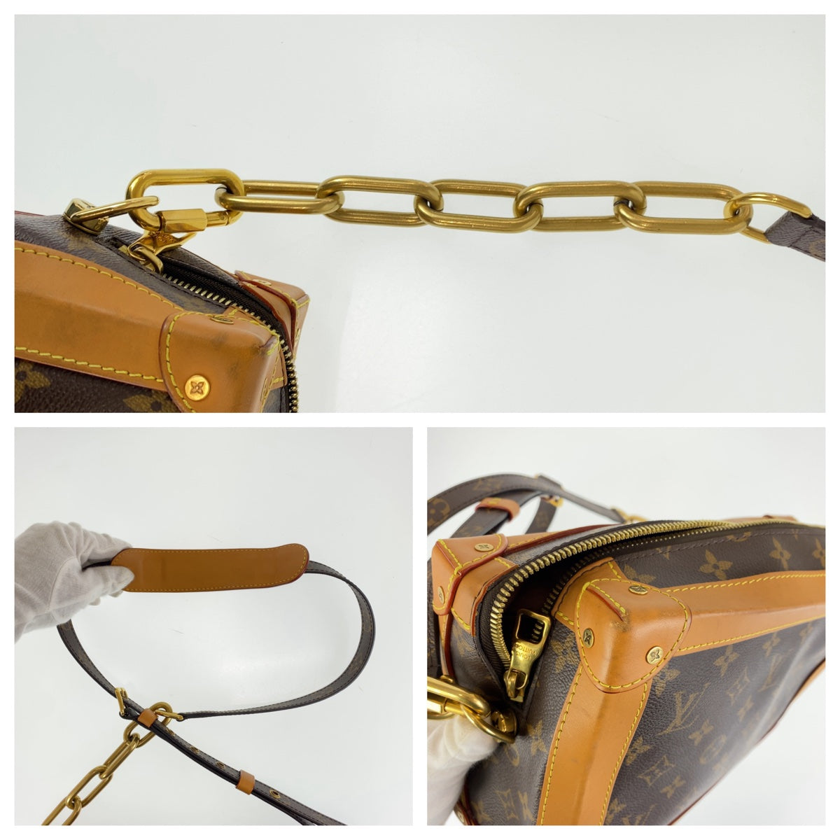 11426
LOUIS VUITTON ルイヴィトン モノグラム ソフトトランク ブラウン ベージュ ゴールド金具 PVC / レザー M44660 斜め掛け ショルダーバッグ  レディース