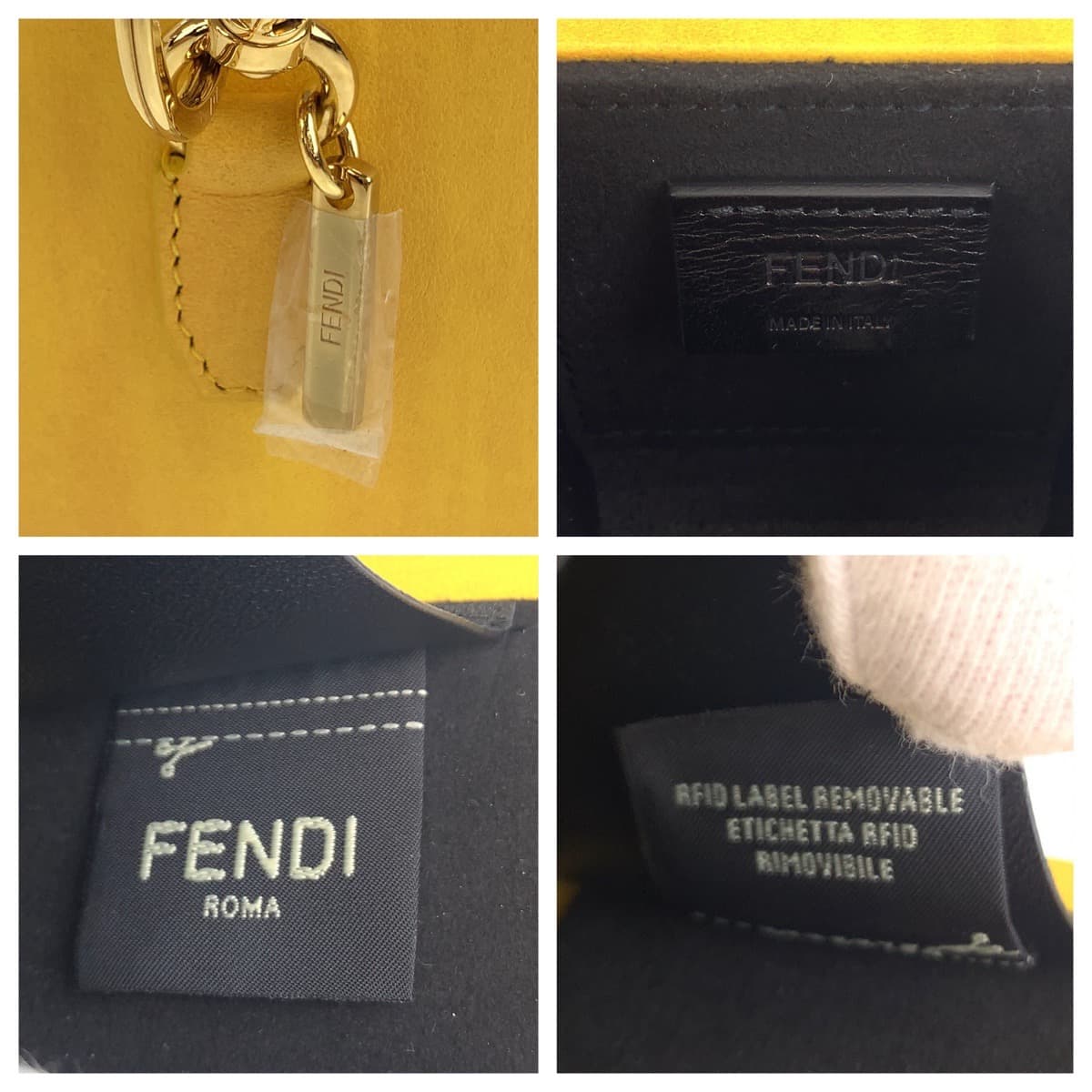 11431
 FENDI Yellow Gold Hardware Leather Key Holder Box Key Charm Accessory Case for Women