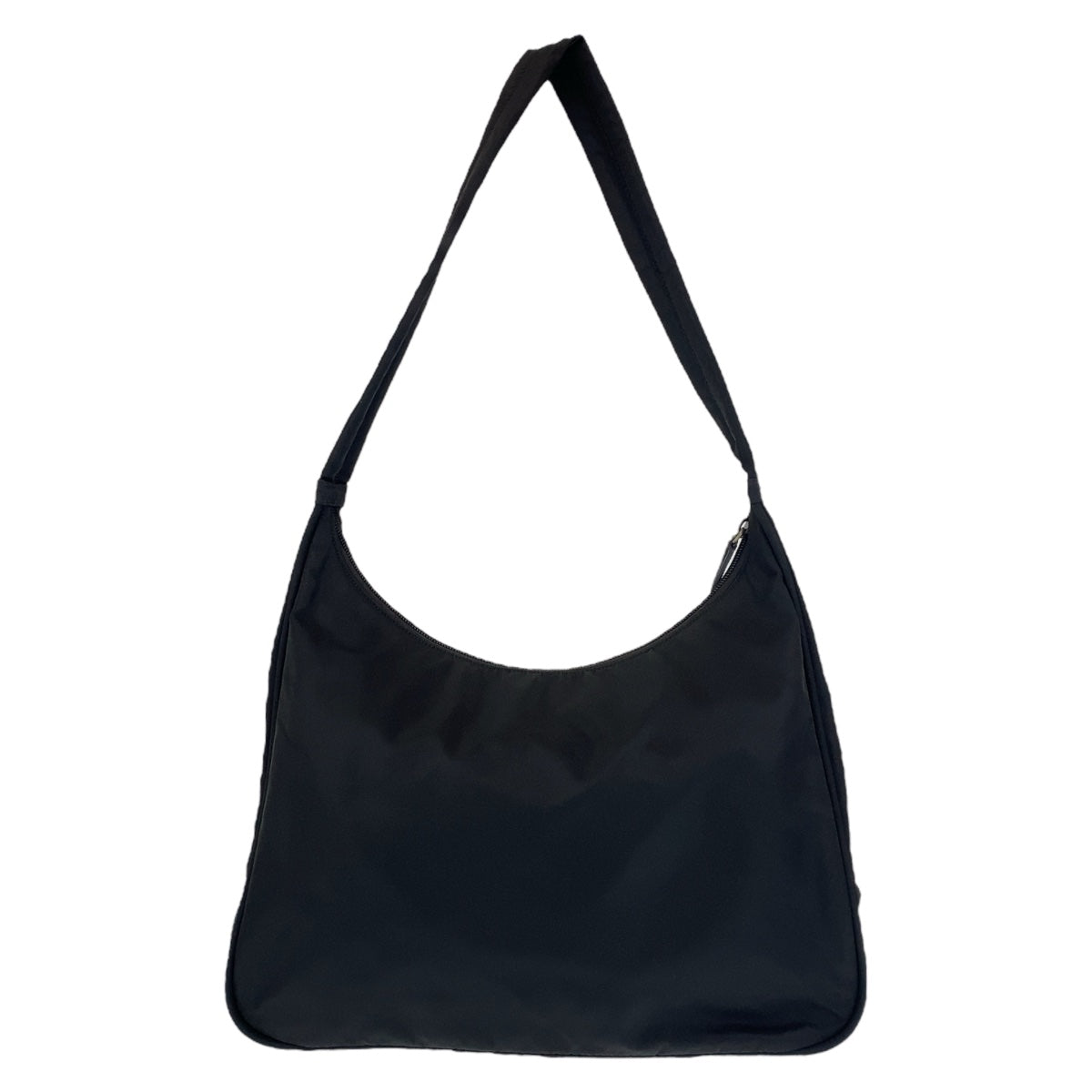 PRADA Prada Tessuto Triangle Logo Plate Black Silver Hardware Nylon Shoulder Bag for Women