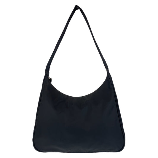 PRADA Prada Tessuto Triangle Logo Plate Black Silver Hardware Nylon Shoulder Bag for Women