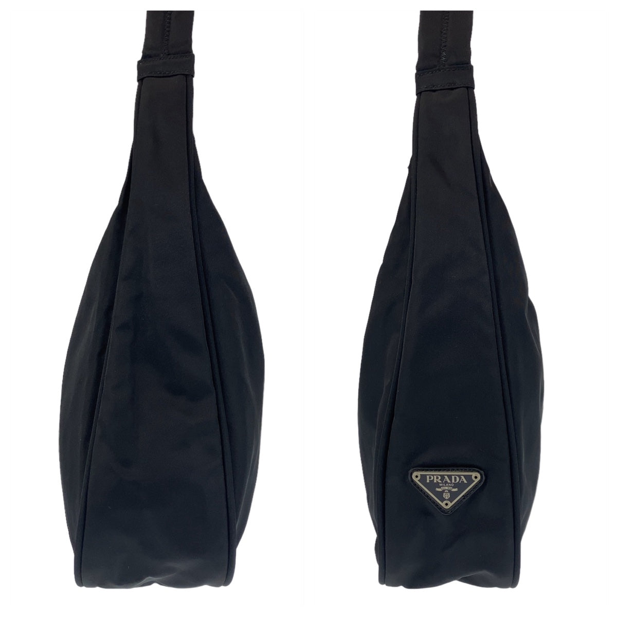 PRADA Prada Tessuto Triangle Logo Plate Black Silver Hardware Nylon Shoulder Bag for Women