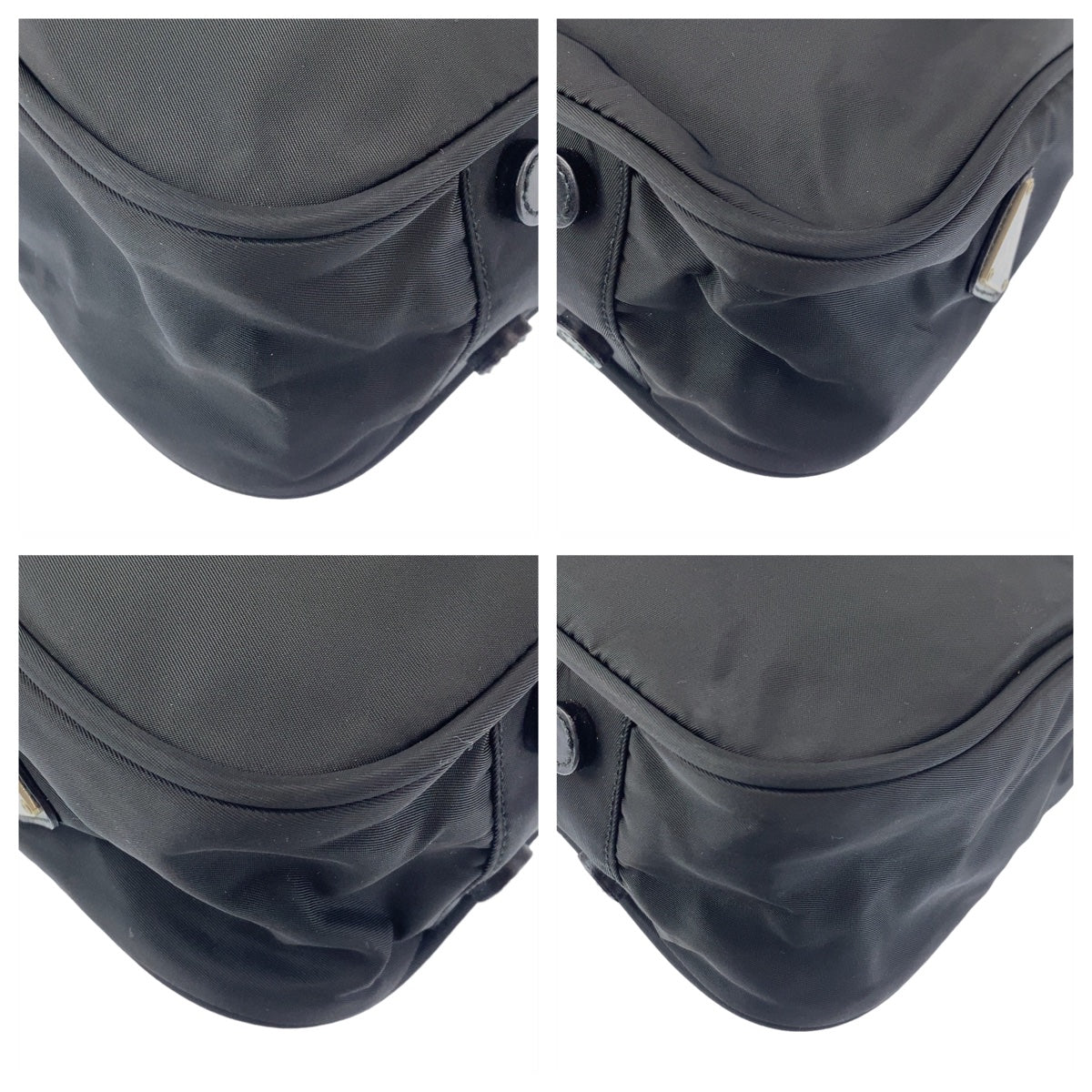 PRADA Prada Tessuto Triangle Logo Plate Black Silver Hardware Nylon Shoulder Bag for Women