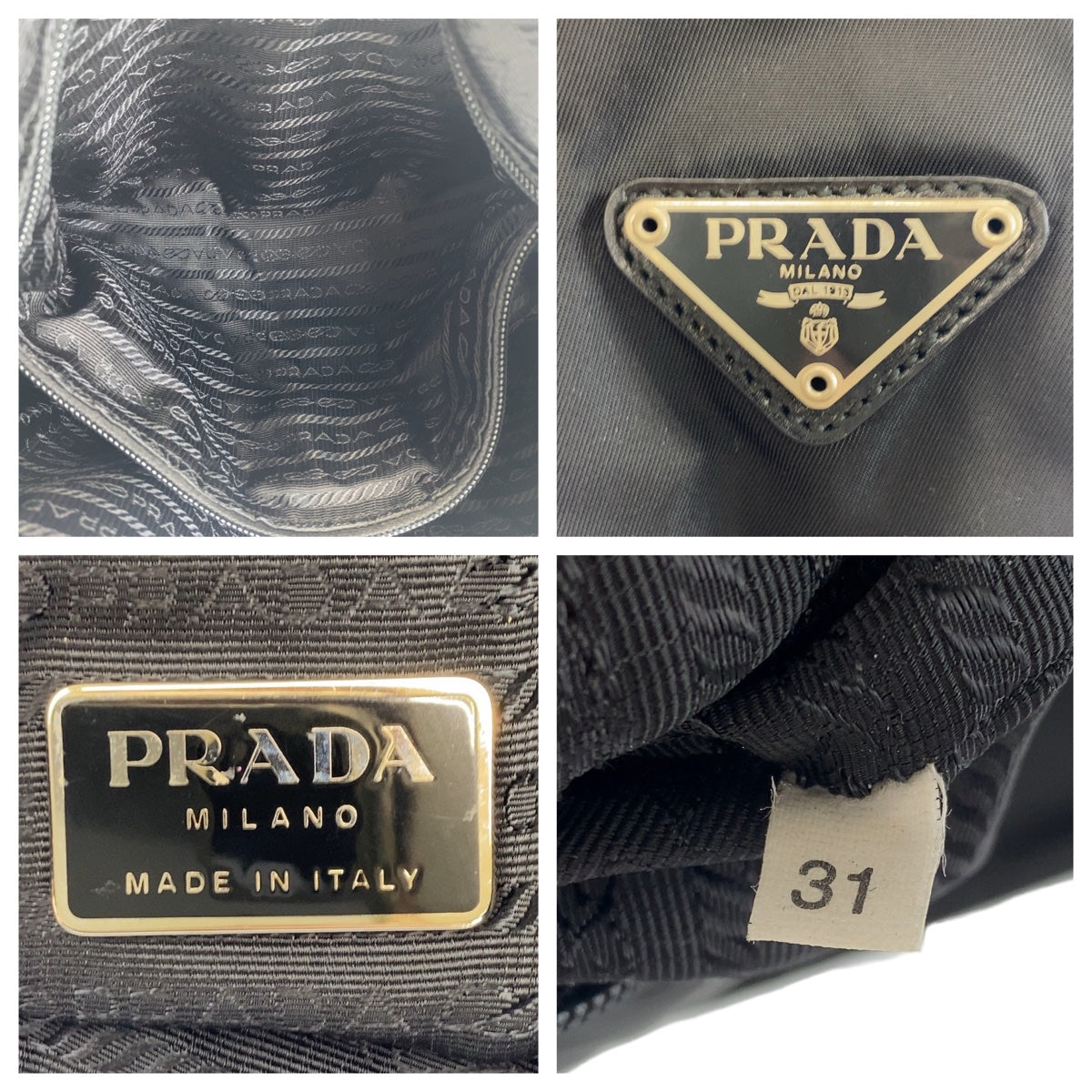 PRADA Prada Tessuto Triangle Logo Plate Black Silver Hardware Nylon Shoulder Bag for Women