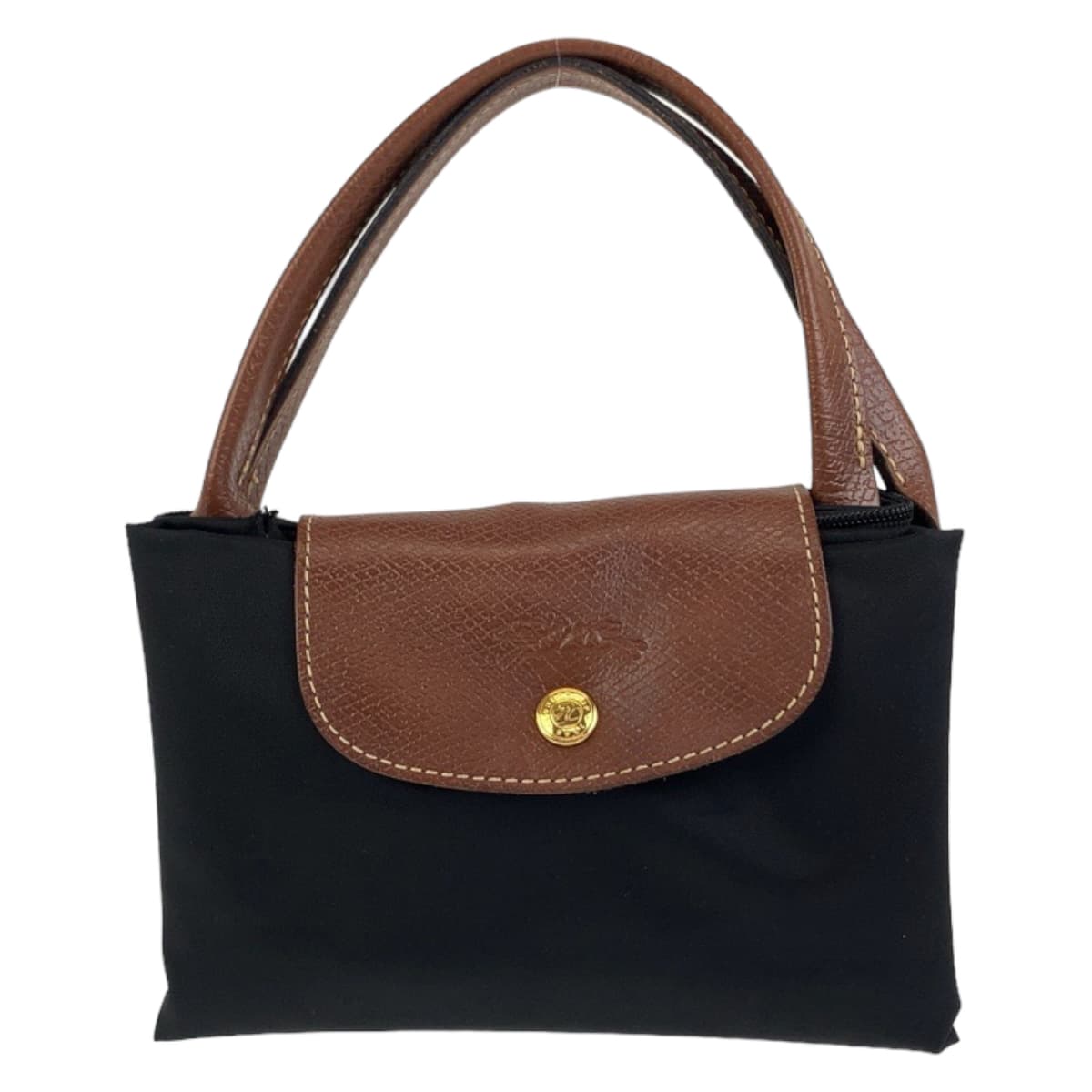 11434
Longchamp ロンシャン ル プリアージュ ブラック ブラウン ゴールド金具 ナイロン / レザー トートバッグ ハンドバッグ 折りたたみバッグ  メンズ