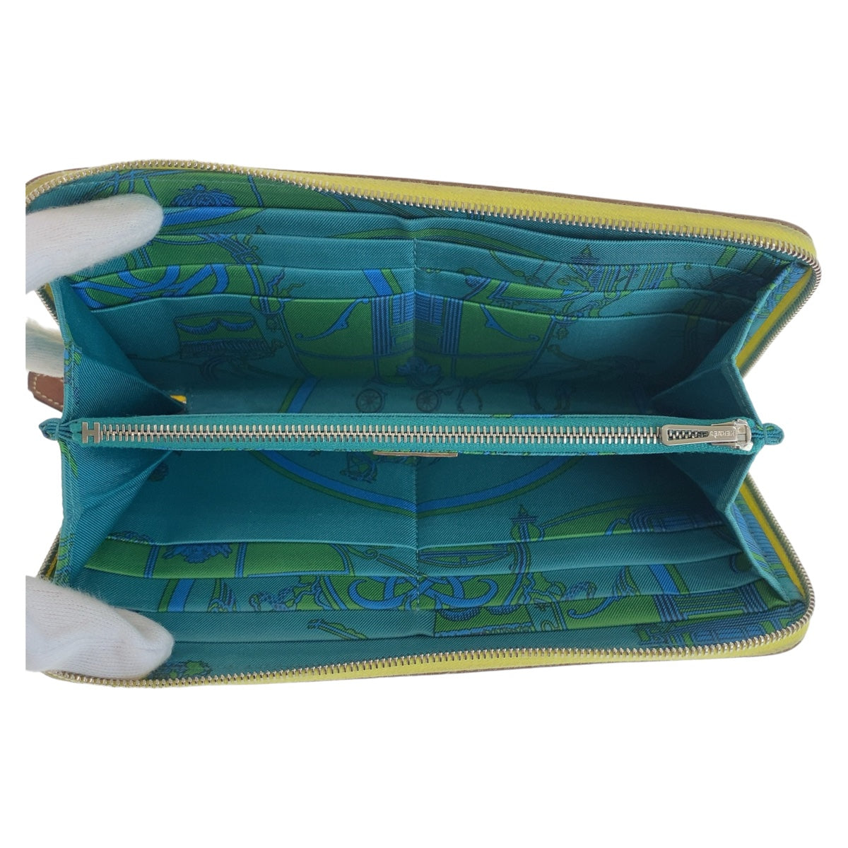 11438
HERMES エルメス アザップロング シルクイン ジョーヌプッサン イエロー シルバー金具 ヴォーエプソン 長財布 ロングウォレット X刻印  レディース
