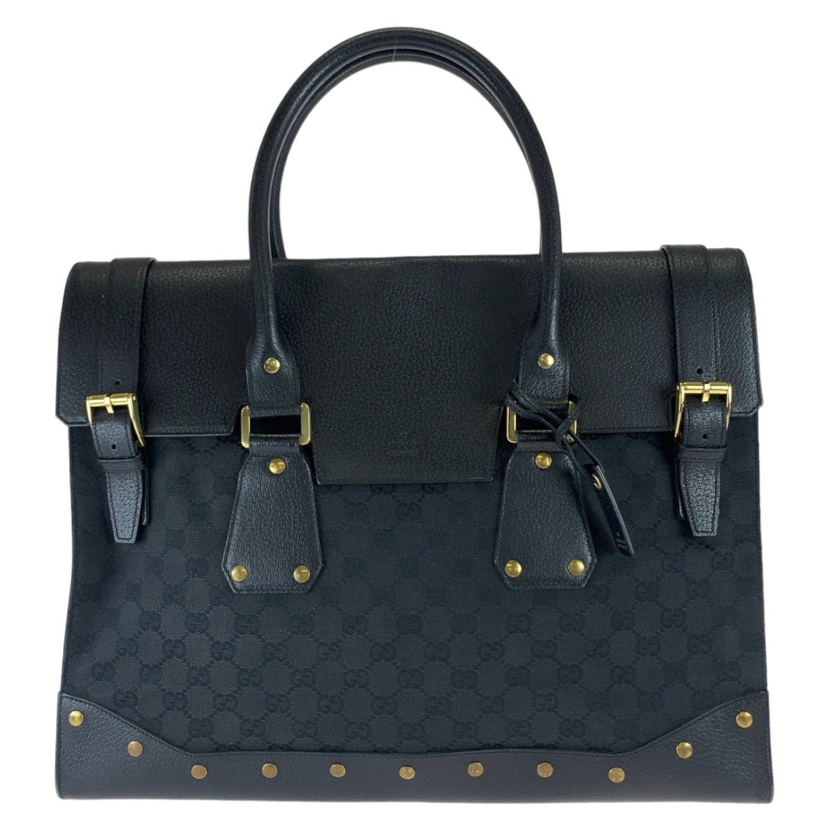 GUCCI グッチ 男女兼用 ブラック 黒 ゴールド金具 GGキャンバス / レザー 115531 トートバッグ ビジネスバッグ  メンズ