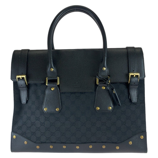 GUCCI グッチ 男女兼用 ブラック 黒 ゴールド金具 GGキャンバス / レザー 115531 トートバッグ ビジネスバッグ  メンズ