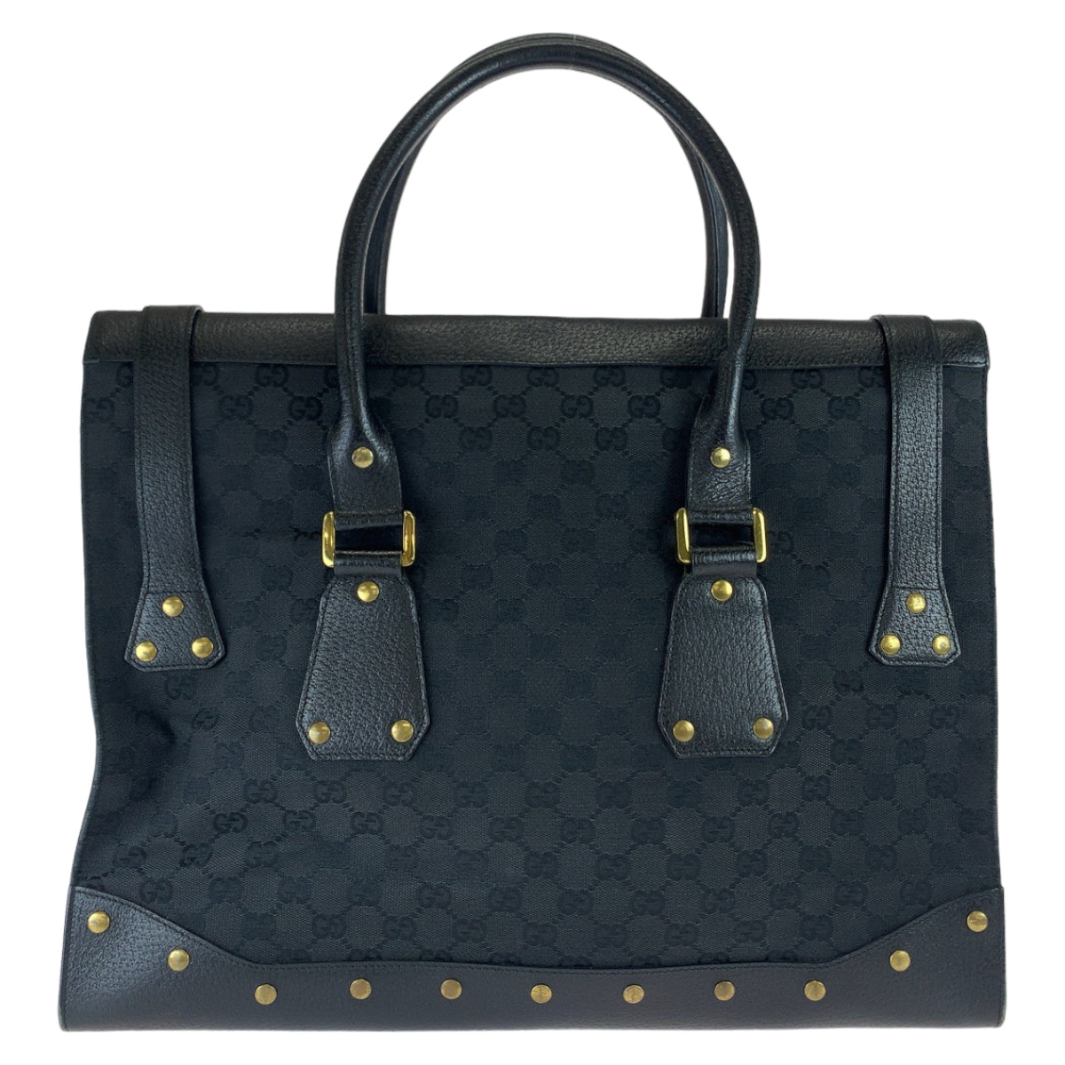 GUCCI グッチ 男女兼用 ブラック 黒 ゴールド金具 GGキャンバス / レザー 115531 トートバッグ ビジネスバッグ  メンズ