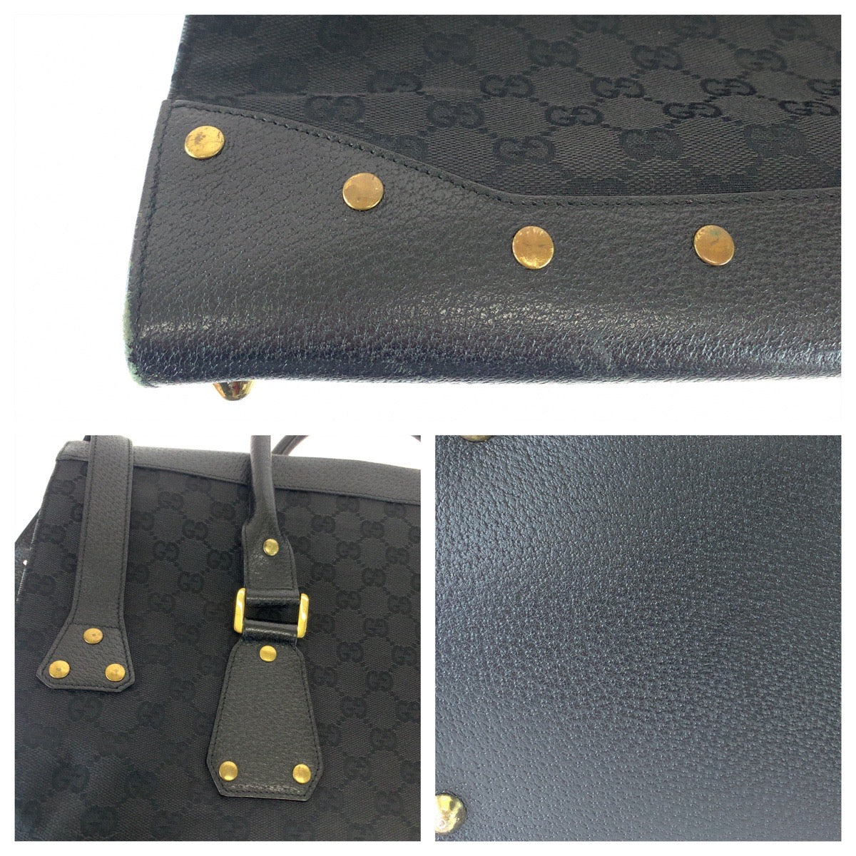 GUCCI グッチ 男女兼用 ブラック 黒 ゴールド金具 GGキャンバス / レザー 115531 トートバッグ ビジネスバッグ  メンズ