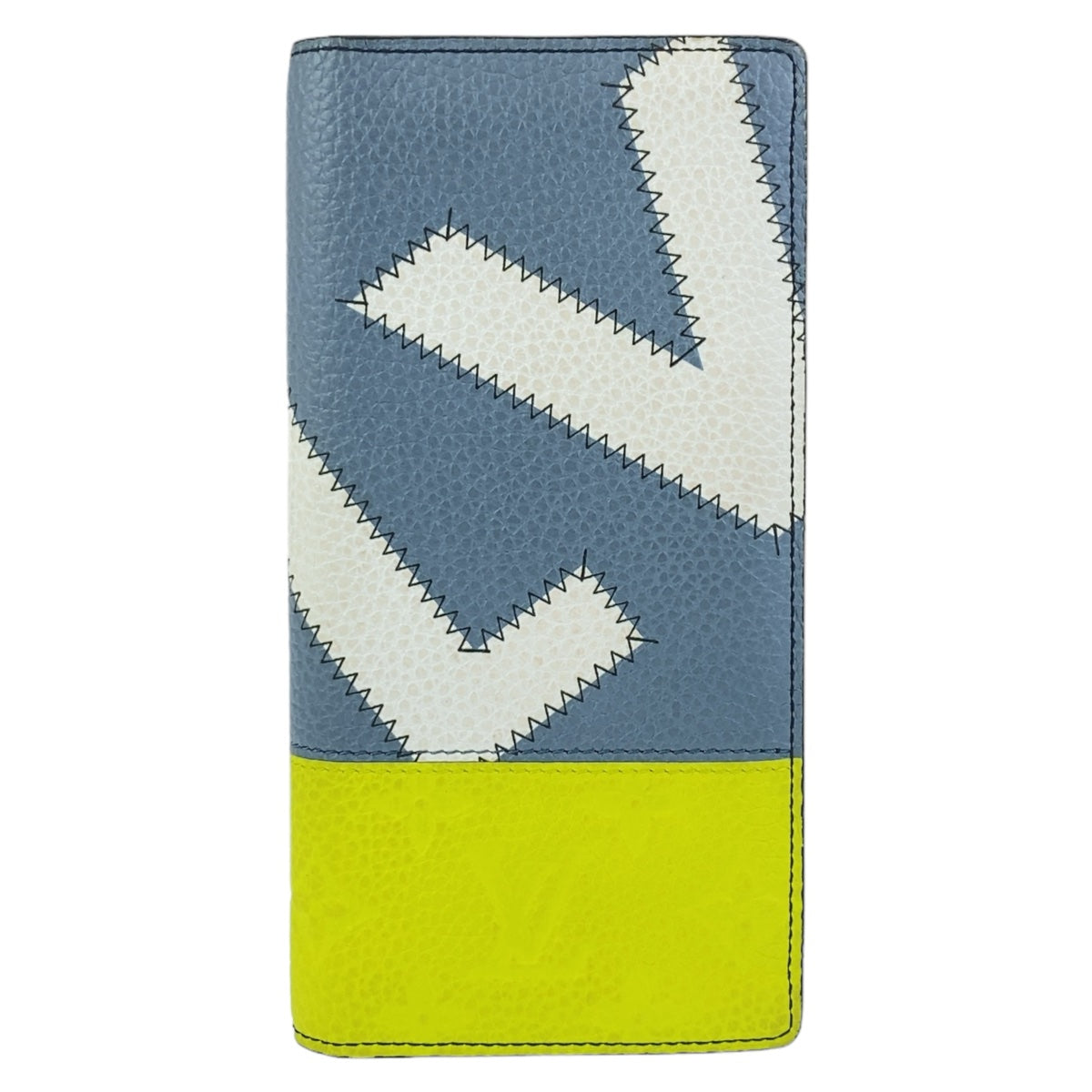 11454
 LOUIS VUITTON Louis Vuitton Taurillon Portefeuille Brazza Blue Yellow Silver Hardware Leather M81440 Long Wallet Men's