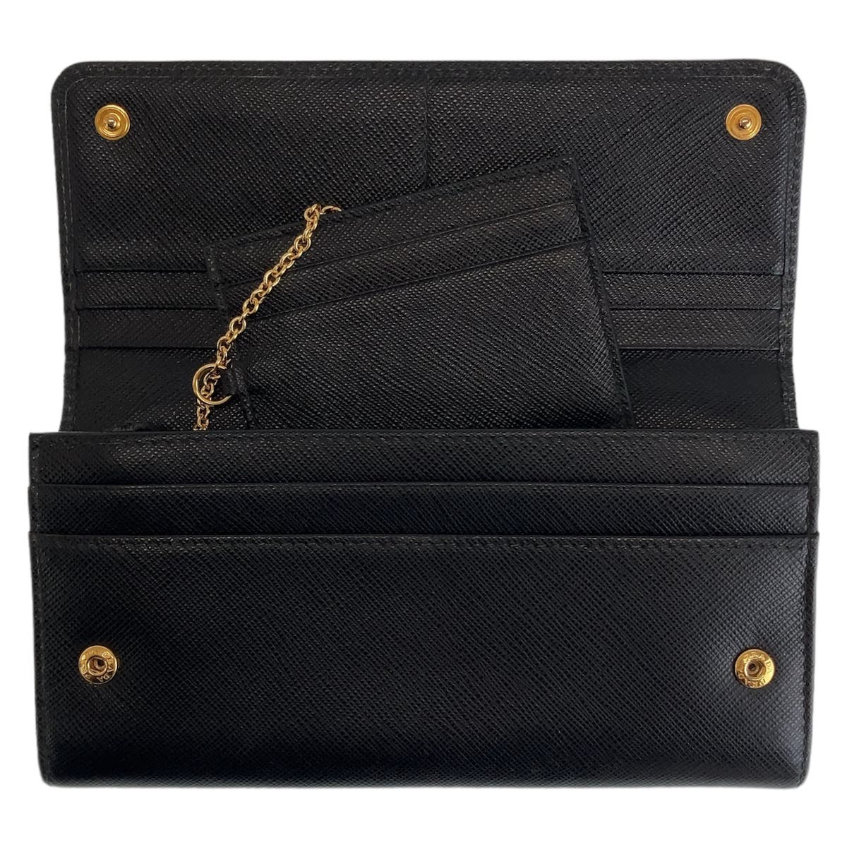 11468
PRADA プラダ サフィアーノ リボン ブラック ゴールド金具 レザー 長財布 ロングウォレット  レディース