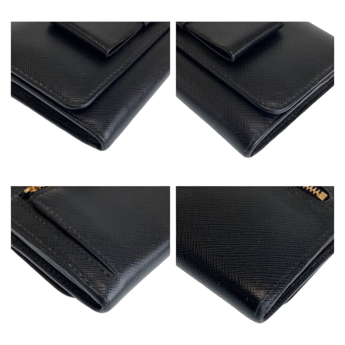 11468
PRADA プラダ サフィアーノ リボン ブラック ゴールド金具 レザー 長財布 ロングウォレット  レディース