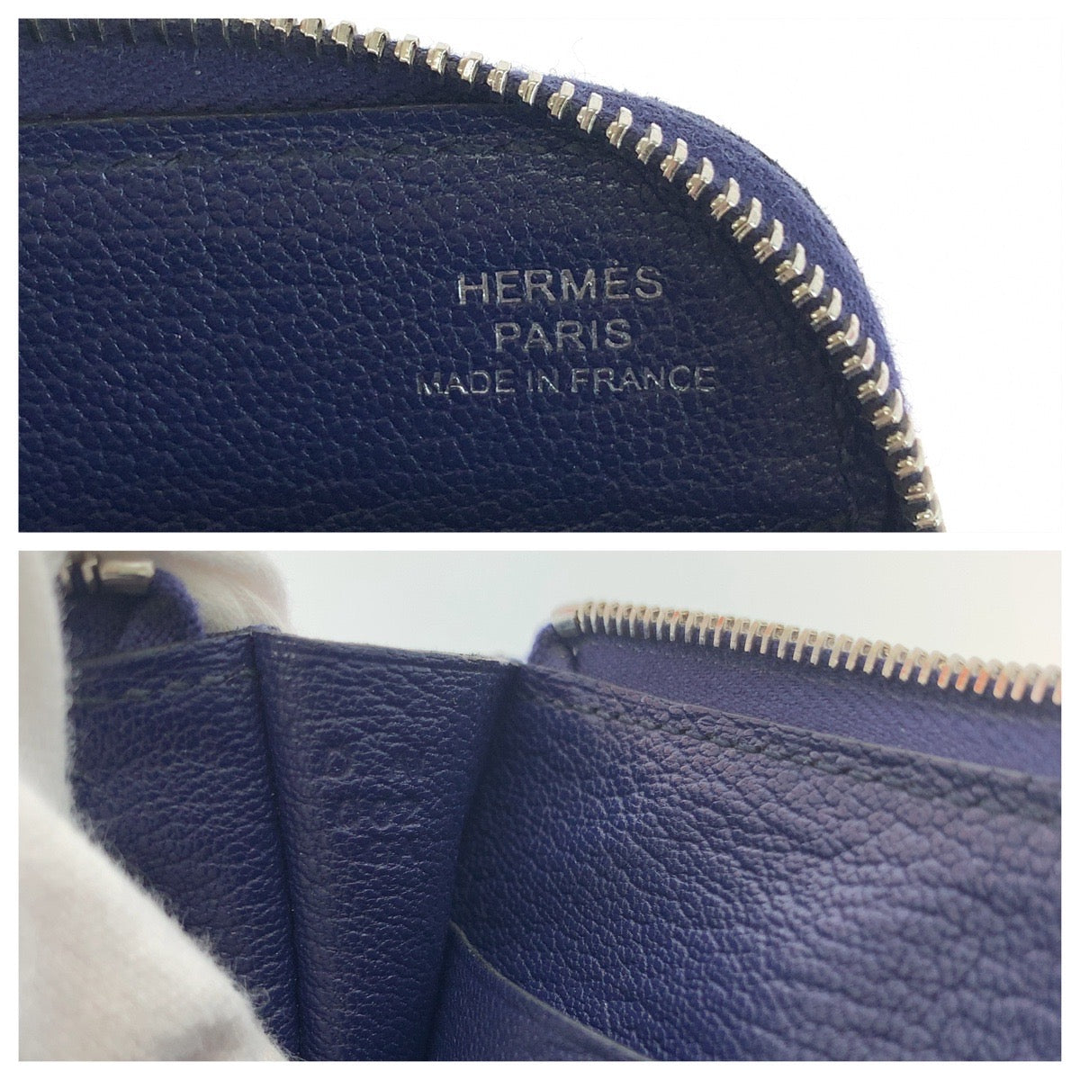 HERMES エルメス リミックスID 男女兼用 ブルー シルバー金具 ヴォーエプソン コインケース カードケース 折財布  メンズ