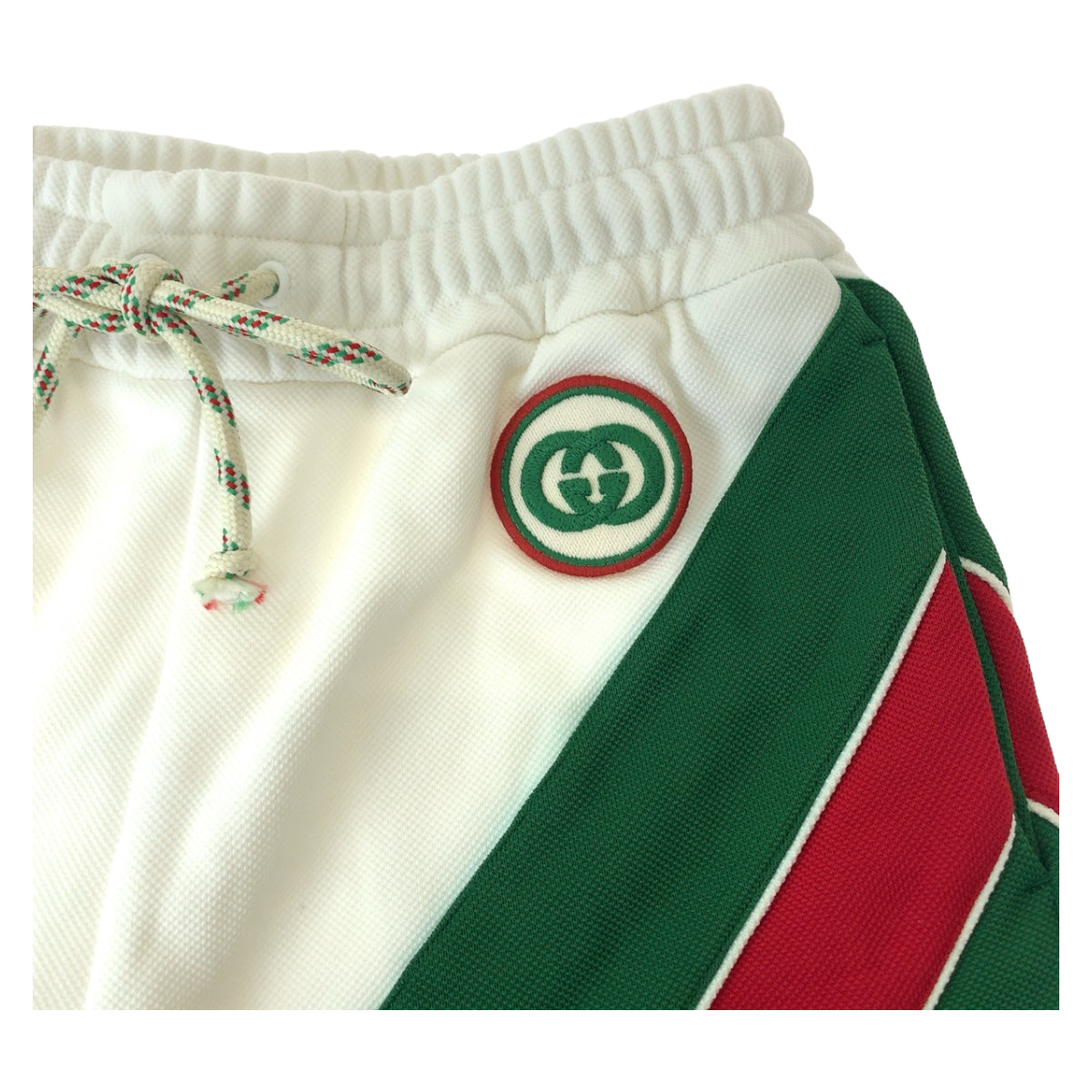 GUCCI グッチ 23AW ストライプ サイズXS ホワイト レッド グリーン コットン 688613 ショートパンツ ジャージ  レディース