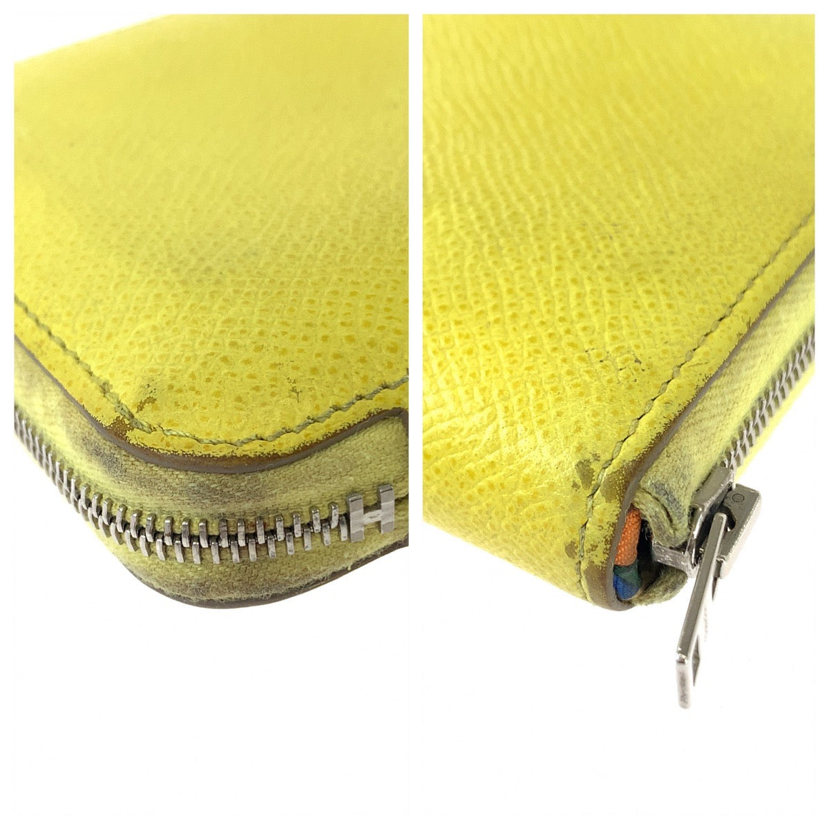 11475
HERMES エルメス アザップ シルクイン コンパクト ライムイエロー シルバー金具 レザー 折財布 コンパクトウォレット R刻印  レディース