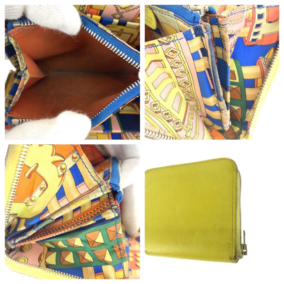 11475
HERMES エルメス アザップ シルクイン コンパクト ライムイエロー シルバー金具 レザー 折財布 コンパクトウォレット R刻印  レディース