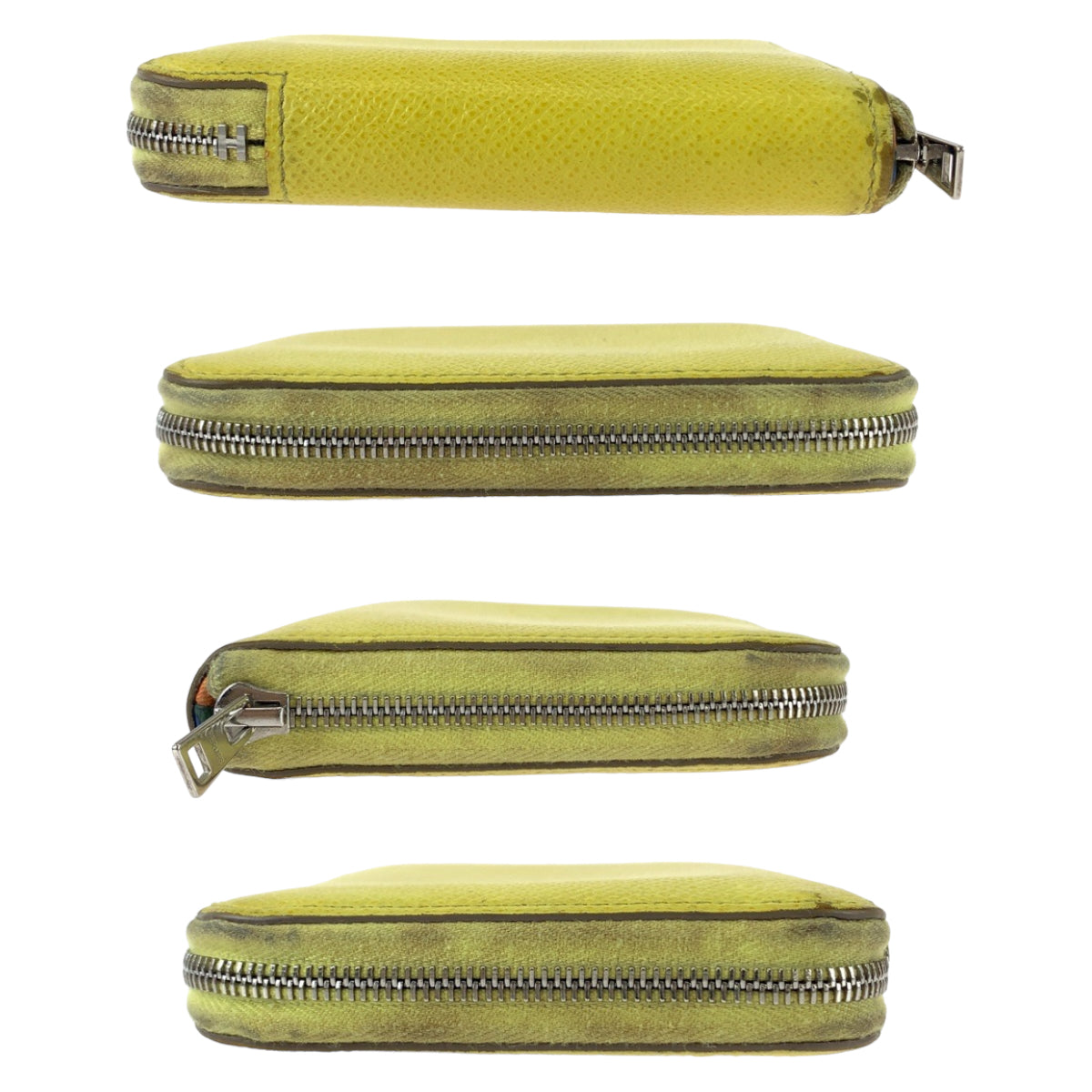 11475
HERMES エルメス アザップ シルクイン コンパクト ライムイエロー シルバー金具 レザー 折財布 コンパクトウォレット R刻印  レディース