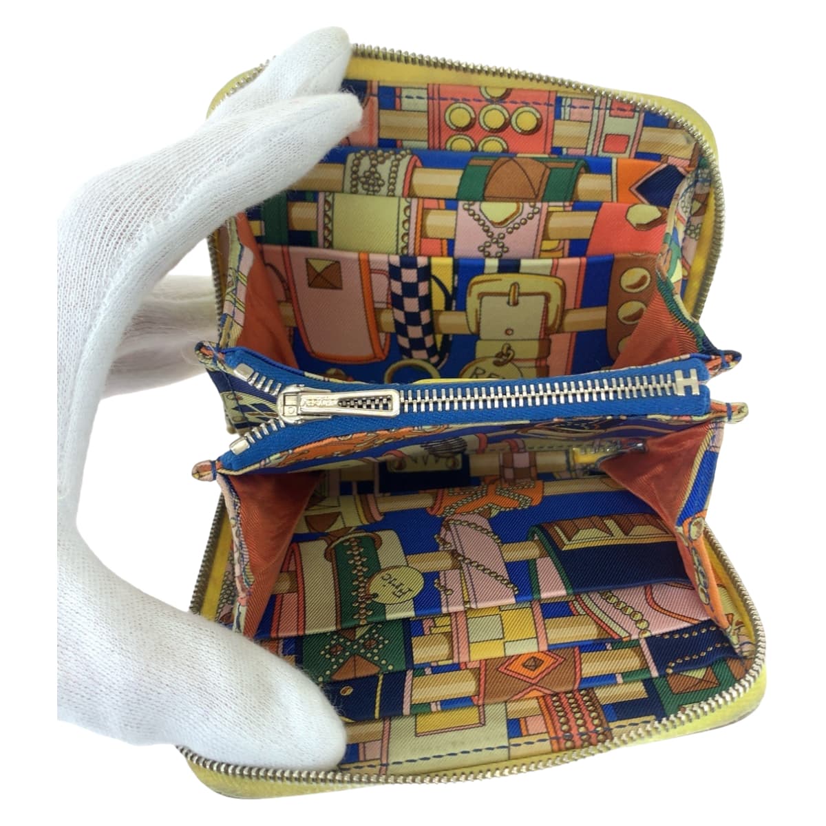 11475
HERMES エルメス アザップ シルクイン コンパクト ライムイエロー シルバー金具 レザー 折財布 コンパクトウォレット R刻印  レディース