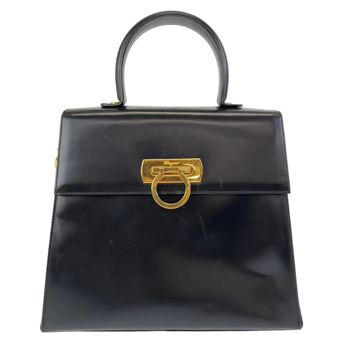 11476
Salvatore Ferragamo サルヴァトーレフェラガモ ガンチーニ ブラック 黒 ゴールド金具 レザー ハンドバッグ  レディース