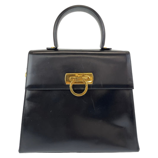 11476
Salvatore Ferragamo サルヴァトーレフェラガモ ガンチーニ ブラック 黒 ゴールド金具 レザー ハンドバッグ  レディース