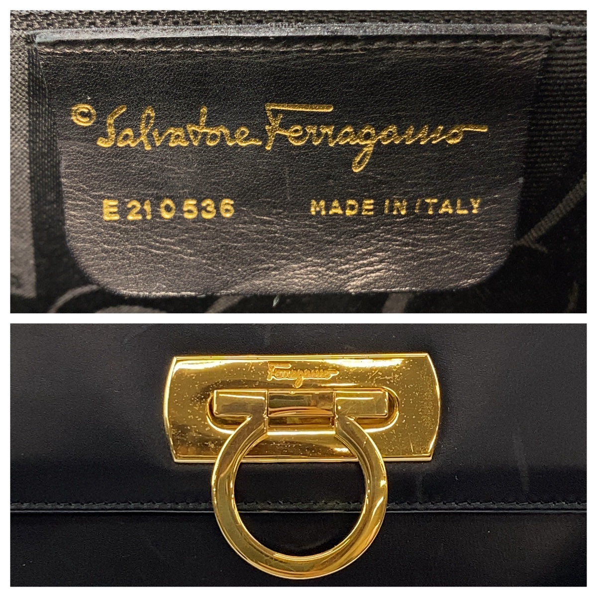 11476
Salvatore Ferragamo サルヴァトーレフェラガモ ガンチーニ ブラック 黒 ゴールド金具 レザー ハンドバッグ  レディース
