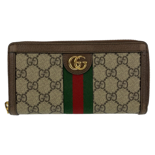 GUCCI グッチ オフィディア シェリーライン ベージュ ブラウン ゴールド金具 GGスプリームキャンバス 523154 長財布 ロングウォレット  レディース