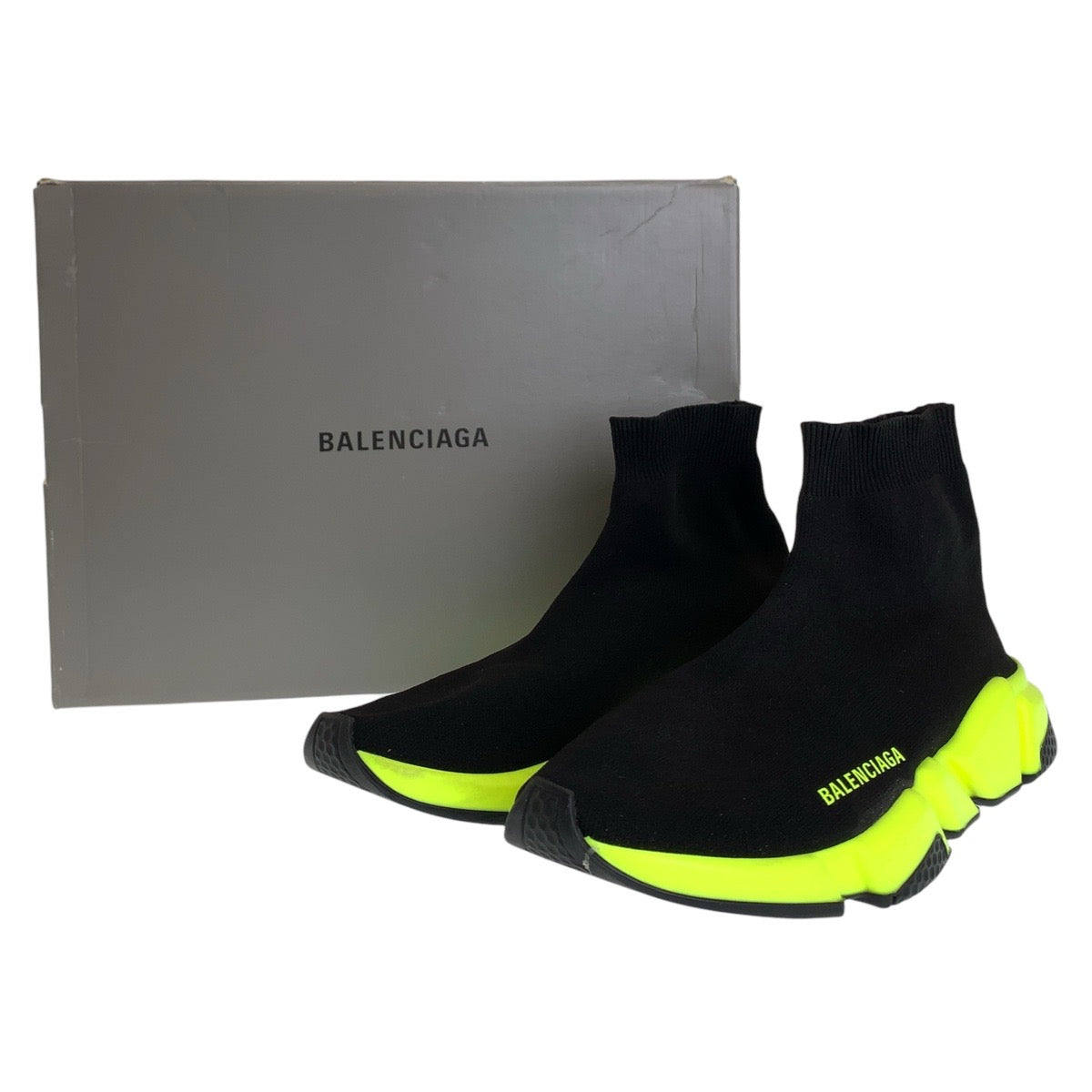 BALENCIAGA バレンシアガ スピードトレーナー サイズ表記9/27.5cm ブラック 黒 イエロー ニット / ラバー スニーカー ソックススニーカー  メンズ