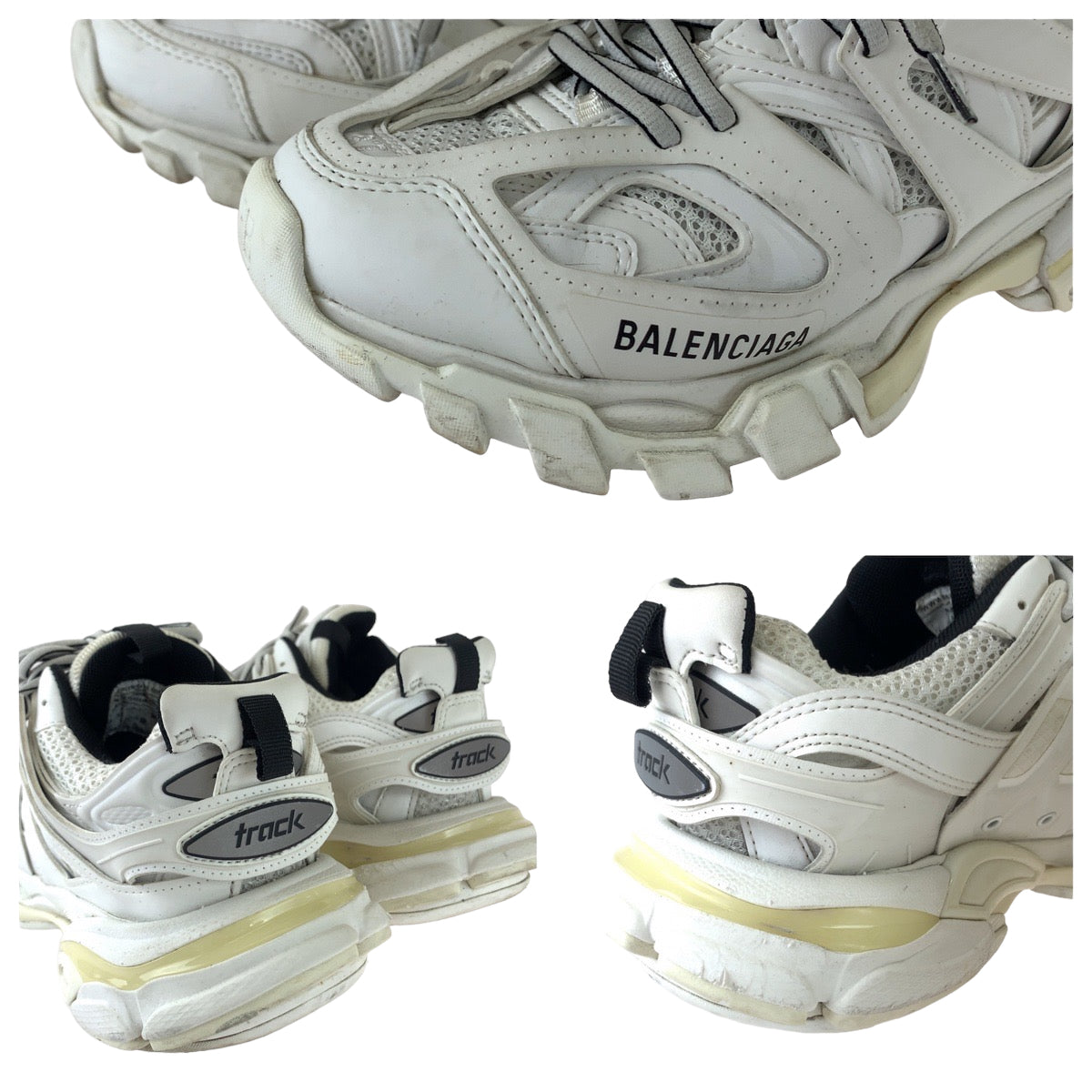 BALENCIAGA バレンシアガ TRACK2 OPEN SNEAKER 男女兼用 ホワイト ブラック 黒 レザー 568615 スニーカー ローカット