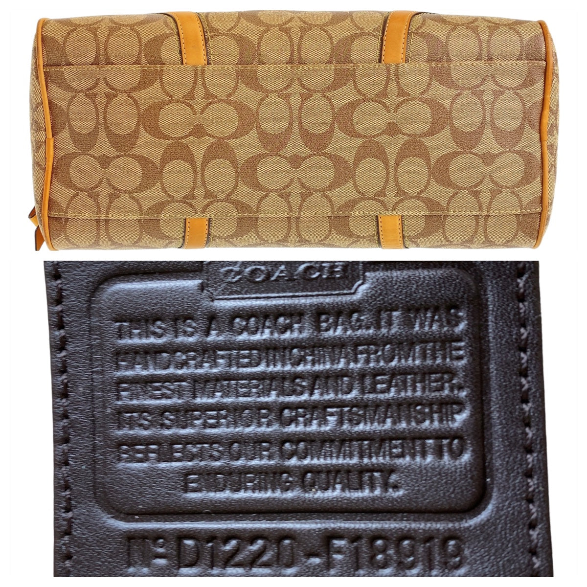 112433
COACH コーチ ヘリテージ シグネチャー ベージュ キャメル シルバー金具 PVC / レザー ショルダーバッグ ハンドバッグ  レディース