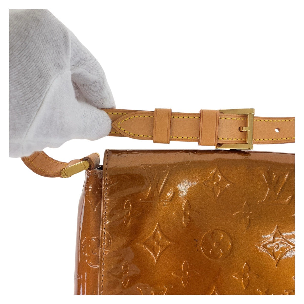 12431
LOUIS VUITTON ルイヴィトン ヴェルニ トンプソンストリート ブロンズ ブラウン ゴールド金具 エナメル / レザー M91124 ショルダーバッグ メッセンジャーバッグ  レディース ABP33