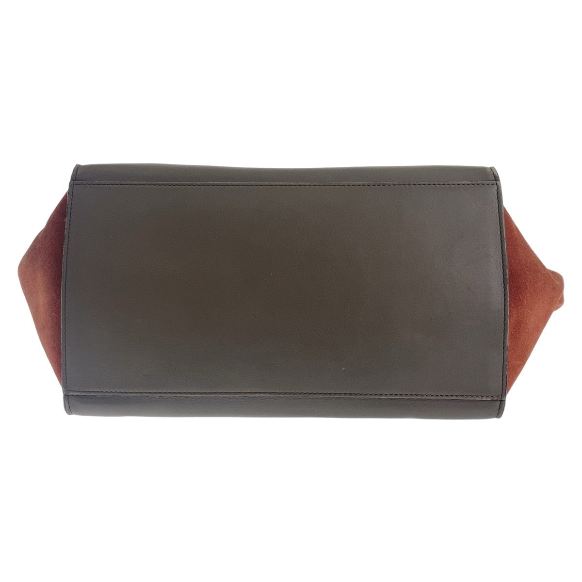 12430
CELINE セリーヌ トラペーズ ブラウン グレー ゴールド金具 レザー / スウェード ハンドバッグ  レディース