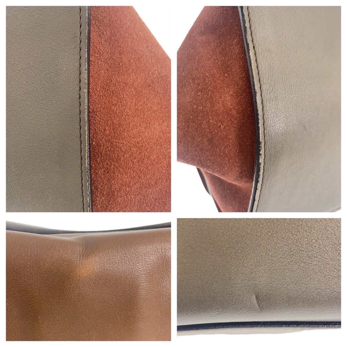 12430
CELINE セリーヌ トラペーズ ブラウン グレー ゴールド金具 レザー / スウェード ハンドバッグ  レディース