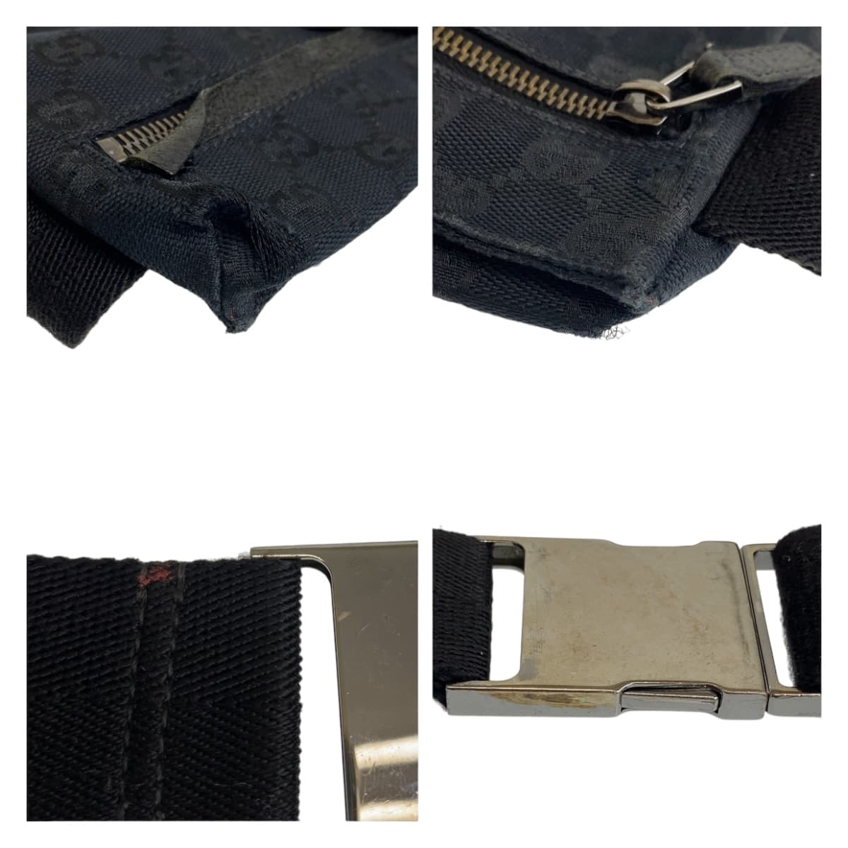 11490
GUCCI グッチ ブラック 黒 シルバー金具 GGキャンバス 28566 ウエストバッグ ボディバッグ バムバッグ  メンズ